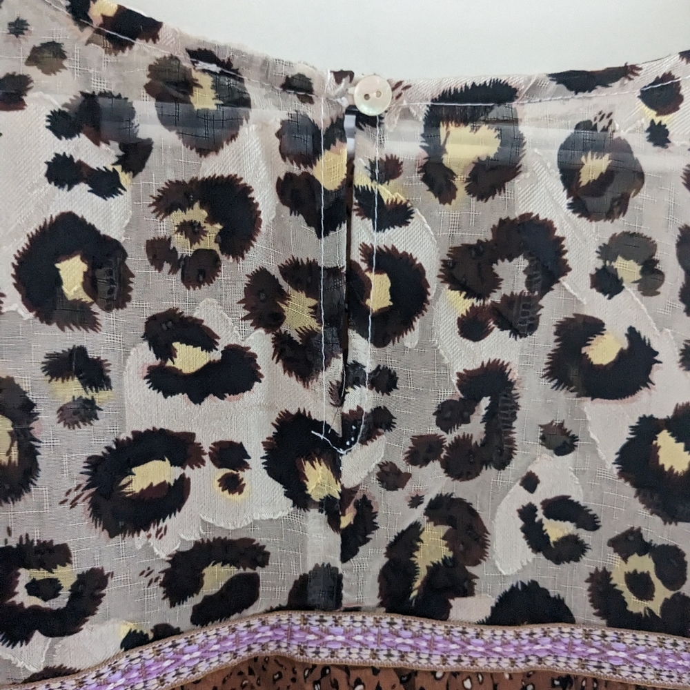 Entro Contrast Animal Cheetah Print Colorful Brown‎ Blouse Size XL - Picture 8 of 9